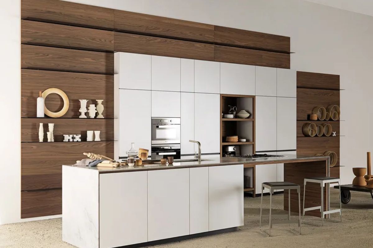 Cucine bianca e legno foto Valcucine