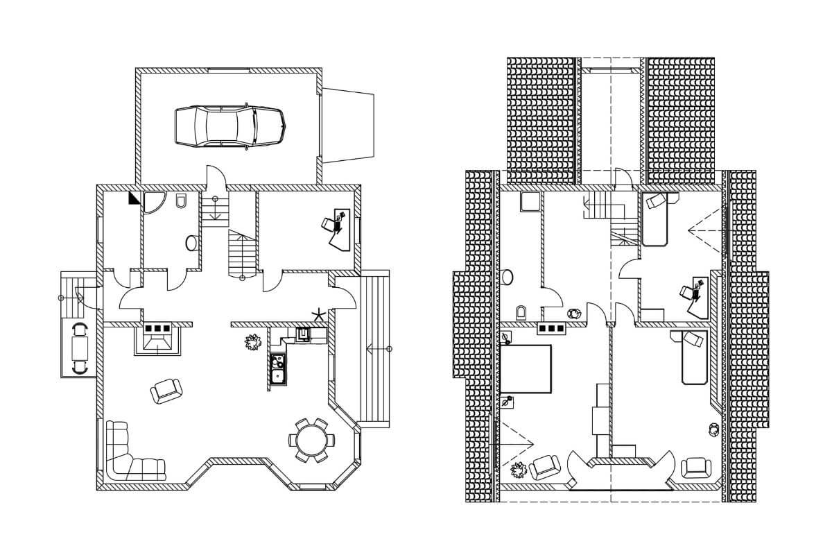 Planimetria e idee per un progetto casa di 60 mq su due livelli