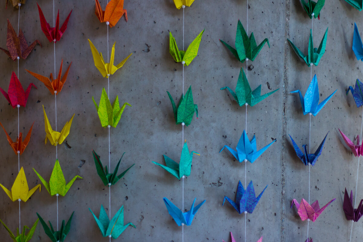 Segnaposto matrimonio. Esempio segnaposto con origami colorati