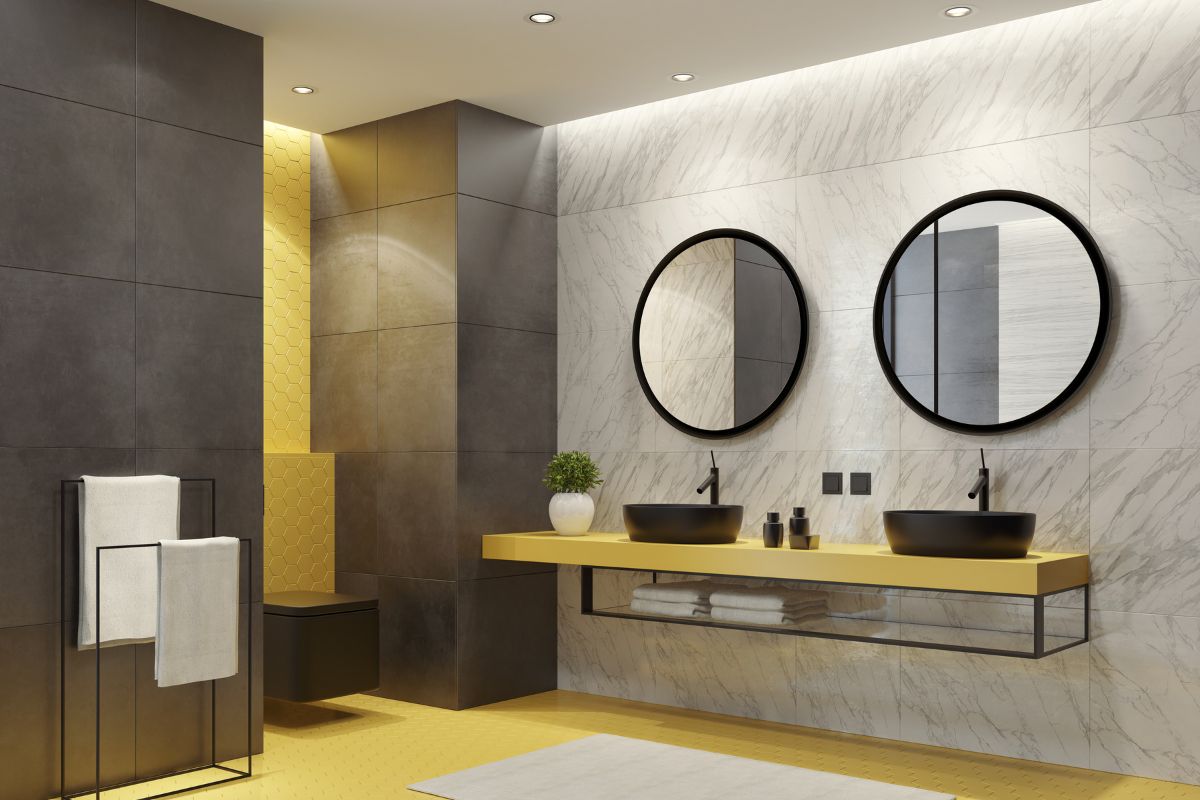 abbinamenti bagno giallo