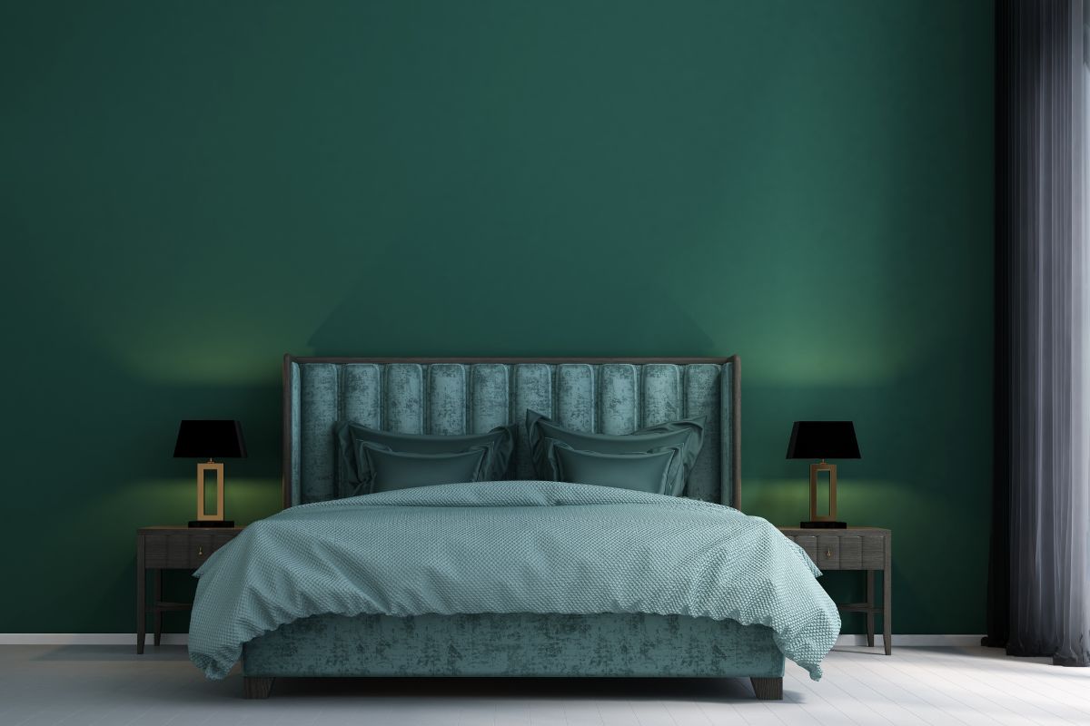 arredare camera da letto con il colore foglia di tè verde