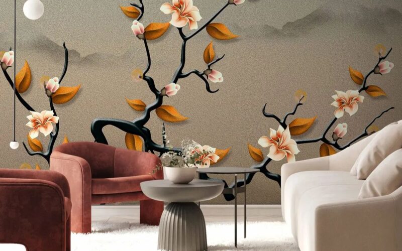 colore magnolia Carta da parati Ramo nero con colori di magnolia n. u74803 - Uwalls.it negozio online|Cucina colore magnolia Stosa