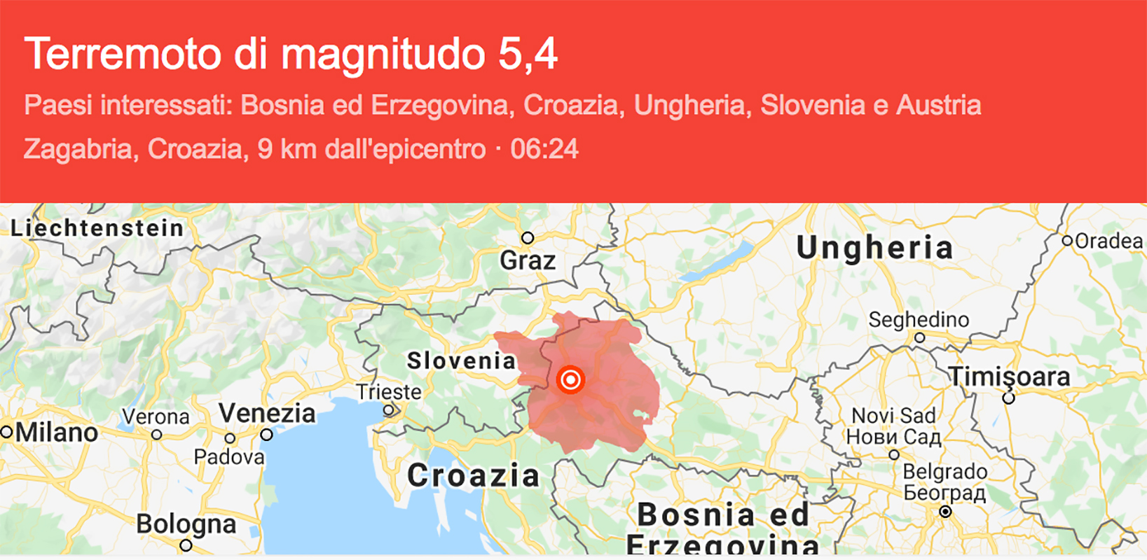 Terremoto in Croazia