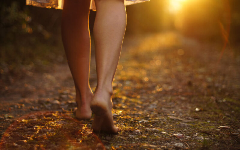 benefici di passeggiare nel bosco salute attività fisica|piedi nudi nel bosco