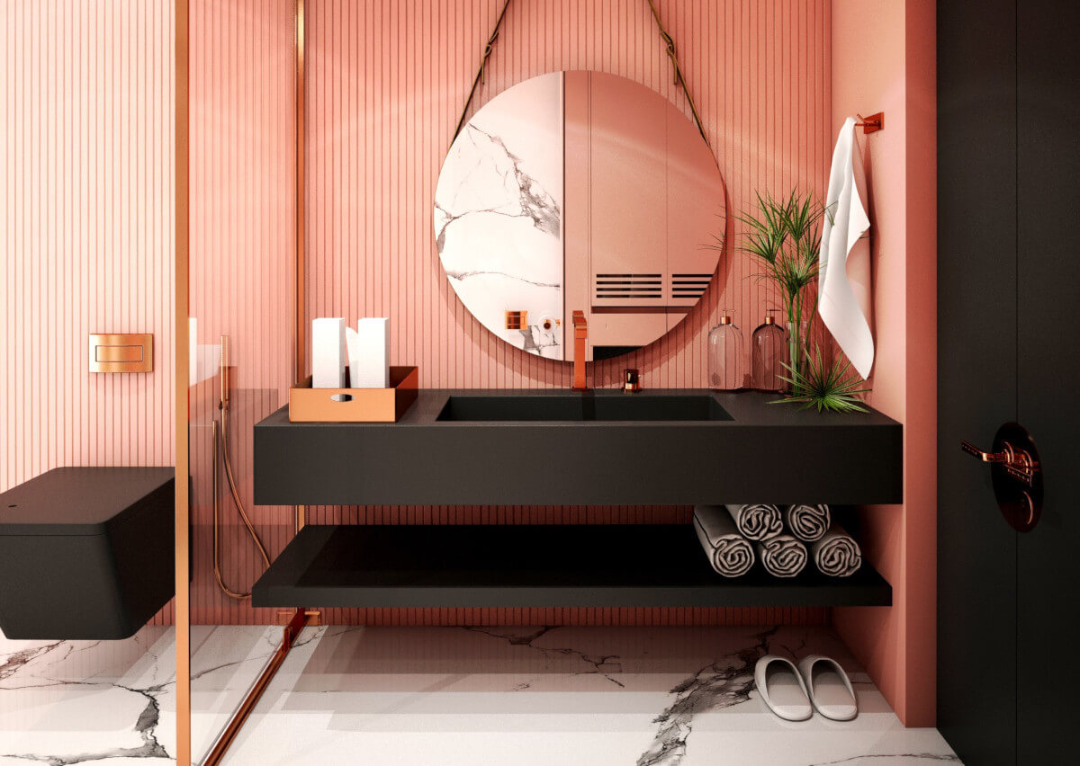 Pillole di interior design: il bagno in rosa 